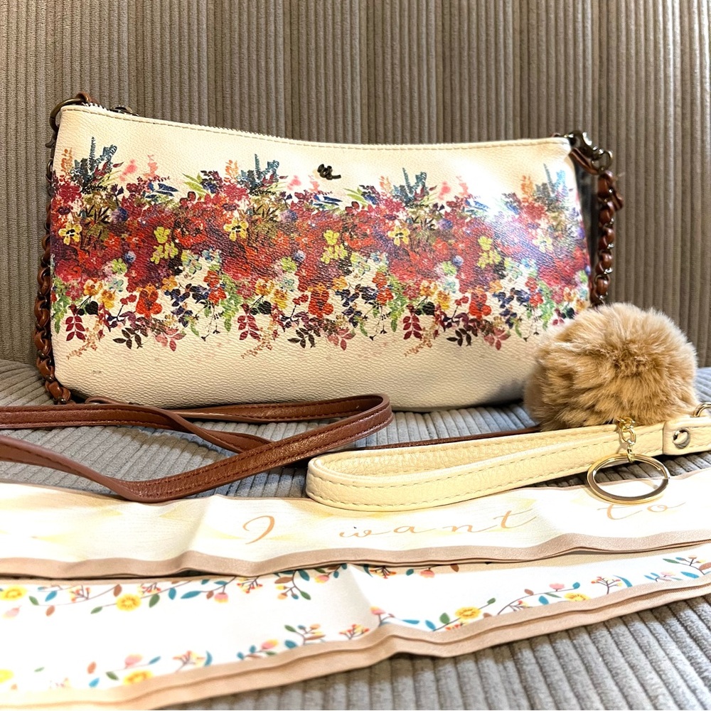 Elliott Lucca Cream Floral Clutch/Crossbody 2 for $22